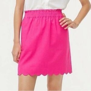 NWT J.Crew Linen Blend Scalloped Hem Skirt Barbie Pink